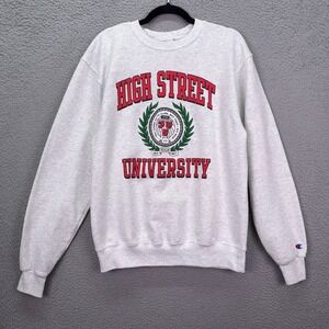 High Street University Sweatshirt Mens Medium‎ Gray Champion Crewneck Fleece 614